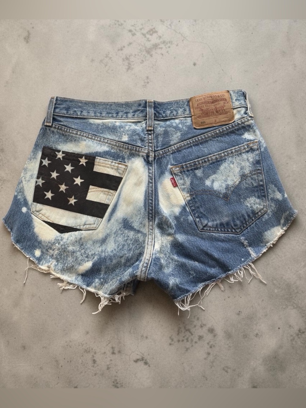 The Laundry Room 1999 Reworked Vintage Levi's 501 American Flag Shorts 32